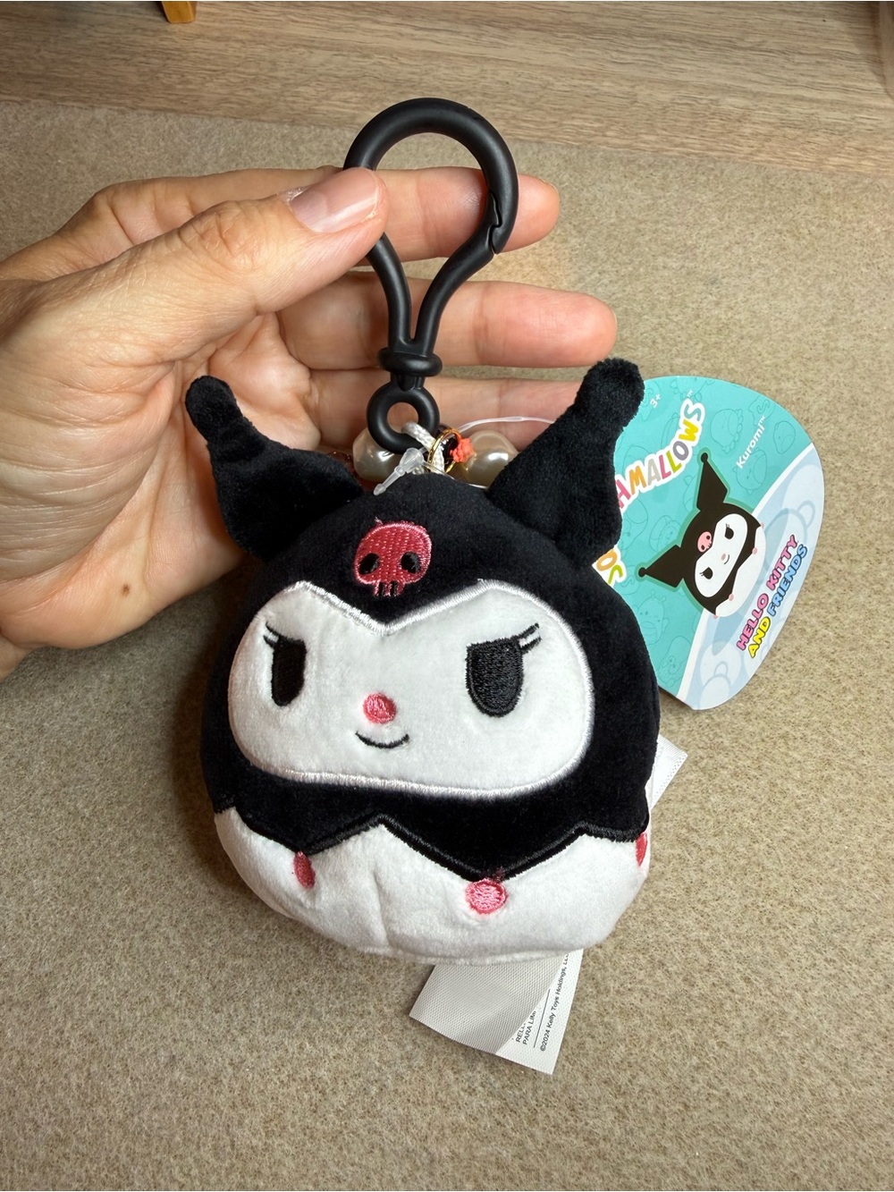 Squishmallows Hello Kitty Kuromi Squishy Plush Keychain/ Bag Charm- NWT